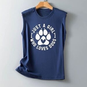 Just a Girl Who Loves Dogs 100% polyester navy tank